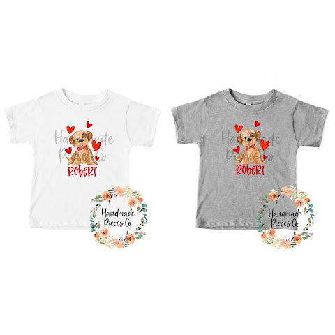 Puppy, Valentine's, Boy - Name Optional - Sublimation or HTV Transfer