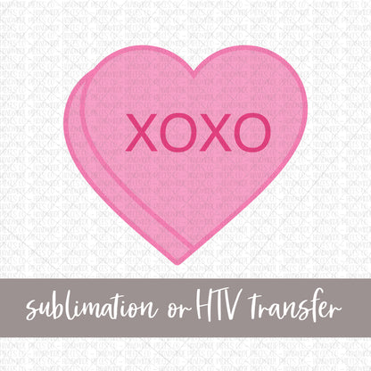 XOXO Candy Heart, Pink - Sublimation or HTV Transfer