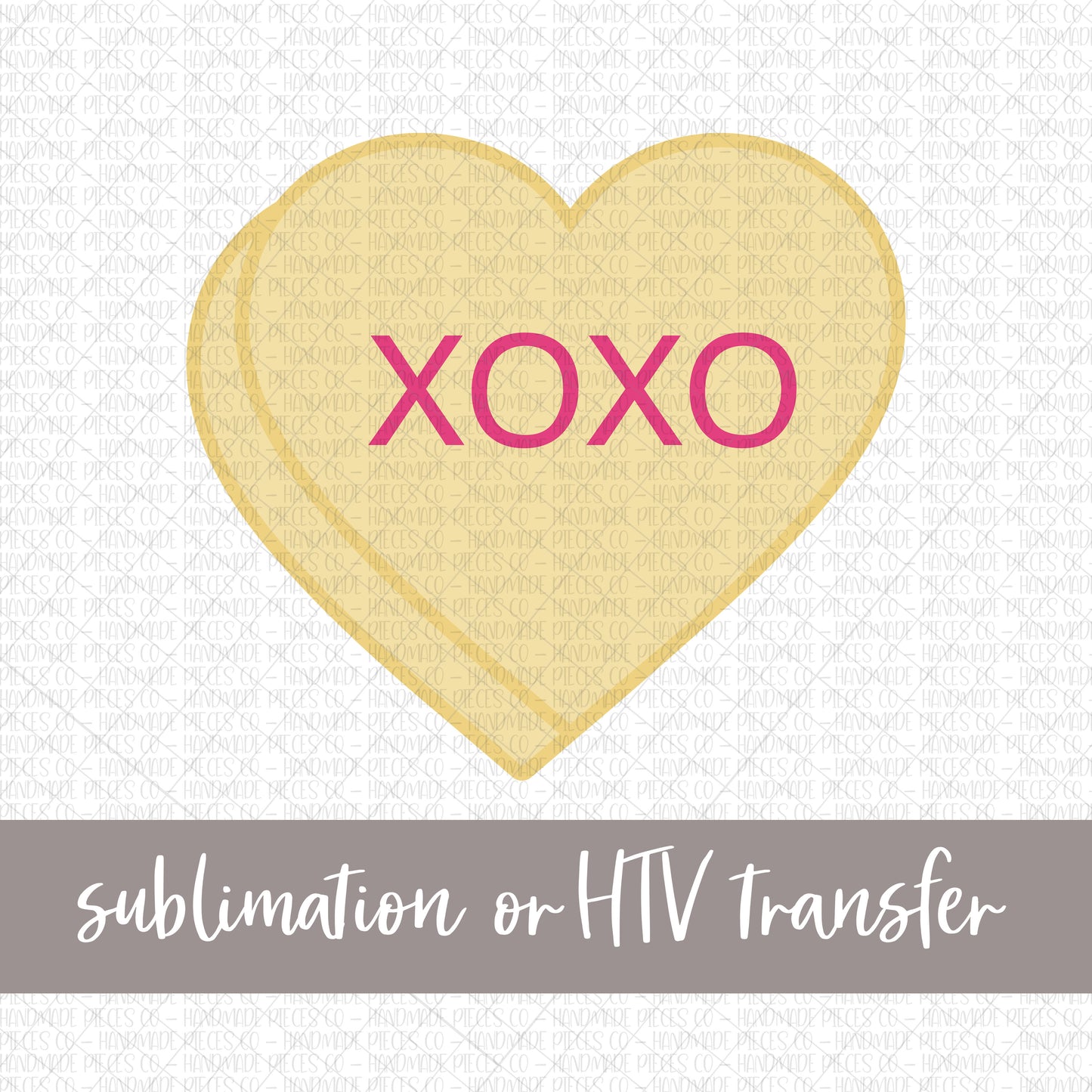 XOXO Candy Heart, Yellow - Sublimation or HTV Transfer