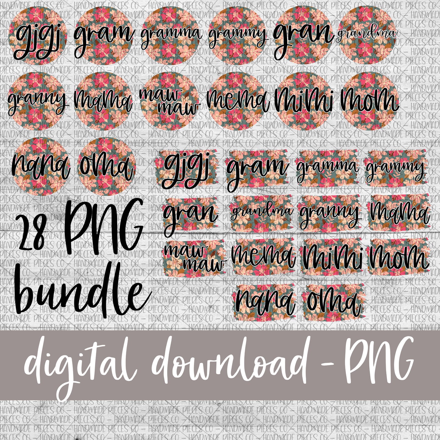 Mother's Day Name Bundle, Floral 8 - Digital Download